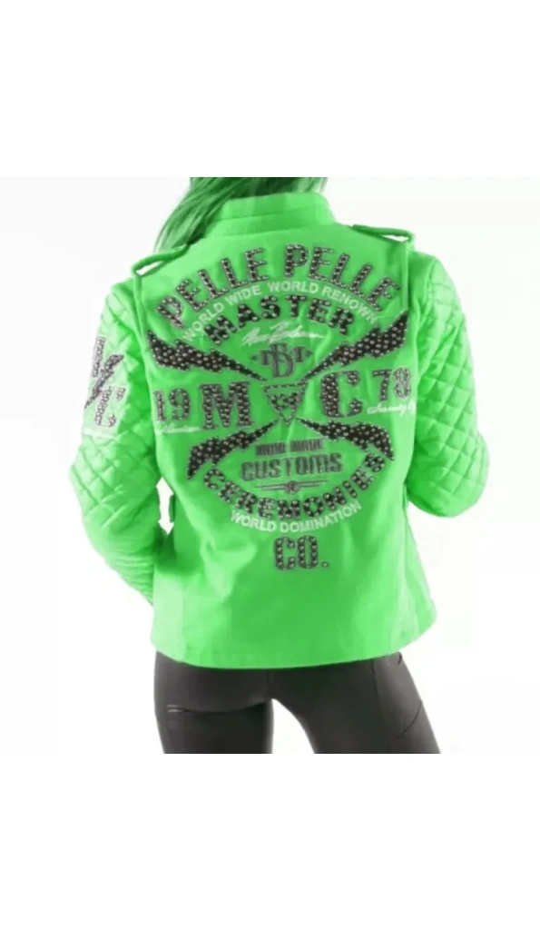 Pelle Pelle Green MC Studded Varsity Jacket
