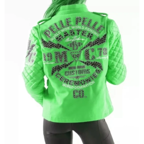 Pelle Pelle Green MC Studded Varsity Jacket