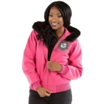 Pelle Pelle Ladies Hooded Pink Crest Jacket