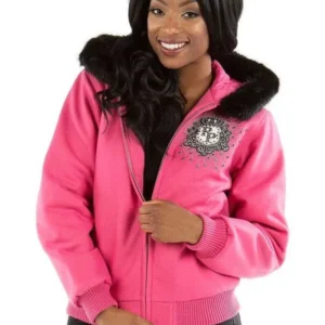 Exclusive Pelle Pelle Ladies Hooded Pink Crest Jacket