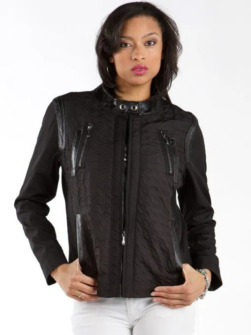 Pelle Pelle Ladies Houndstooth Black Track Jacket