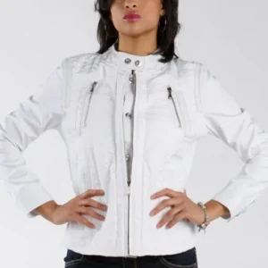 Pelle Pelle Ladies Houndstooth Track White Jacket view 2