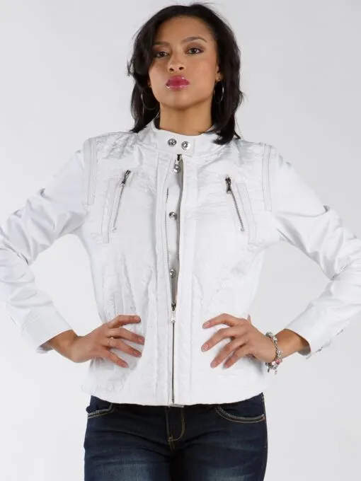 Pelle Pelle Ladies Houndstooth Track White Jacket view 2