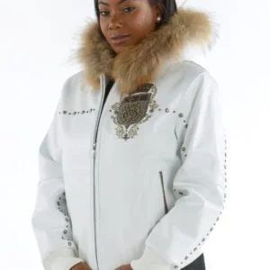 Pelle Pelle Womens Mb Emblem White Jacket view 2