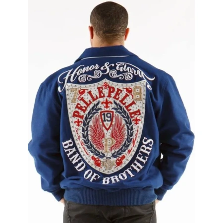 Pelle Pelle Band of Brothers Blue Jacket | Pelle Pelle leather jacket, pelle pelle varsity jacket,