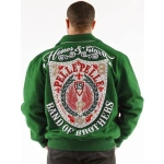 Pelle Pelle Band of Brothers Green Jacket | Pelle Pelle, leather jacket, varsity jacket, pelle the conqueror