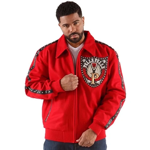 Pelle Pelle Band of Brothers Red Jacket | Pelle Pelle, leather jacket, varsity jacket