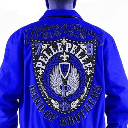 Pelle Pelle Royal Blue Jacket, leather jacket, varsity jacket, wool jacket, pelle pelle