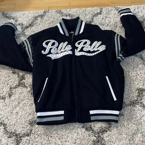 Pelle Pelle Black Baseball Varsity Jacket