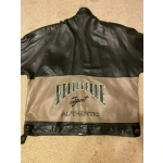 black and brown leather jacket