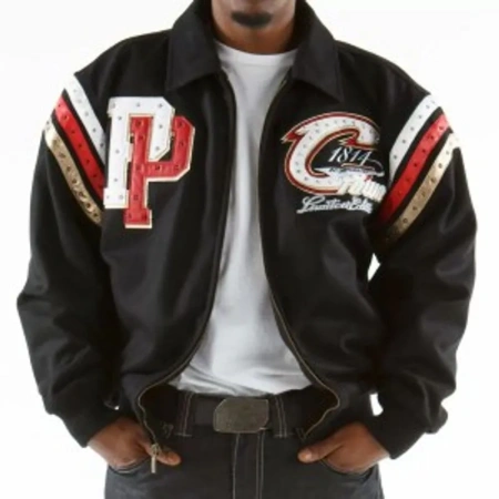 Pelle Pelle Black Cleveland Tribute Special Cut Jacket, leather jacket, Pelle pelle, varsity jacket