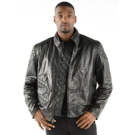 Pelle Pelle Black Biker Jacket, PELLE PELLE, Leather jacket, Varsity jacket,