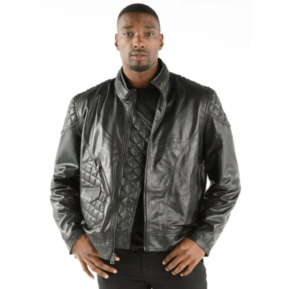 Pelle Pelle Black Biker Jacket, PELLE PELLE, Leather jacket, Varsity jacket,