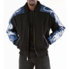 Pelle Pelle Black Blue Script Studded Wool Jacket leather jacket, PELLE PELLE, Varsity jacket, Studded wool jacket