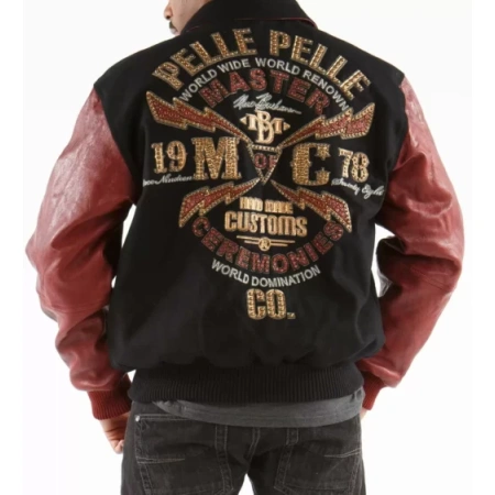 Pelle Pelle Black Brown Master |Ceremonies Varsity Jacket pelle pelle, leather jacket, Varsity jacket