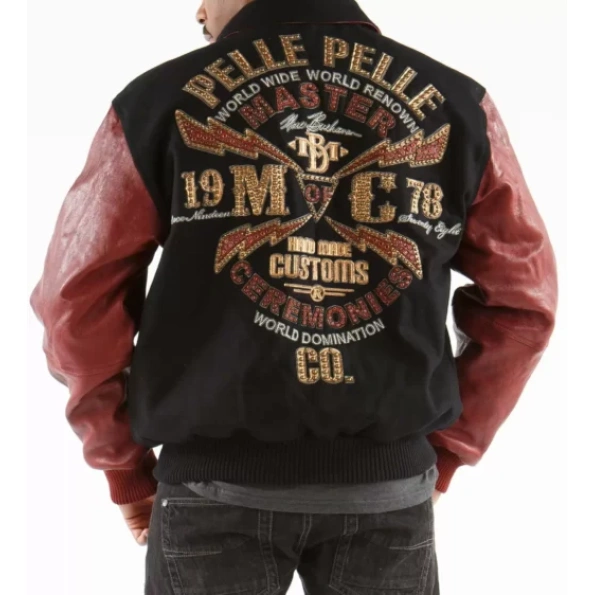 Pelle Pelle Black Brown Master |Ceremonies Varsity Jacket pelle pelle, leather jacket, Varsity jacket