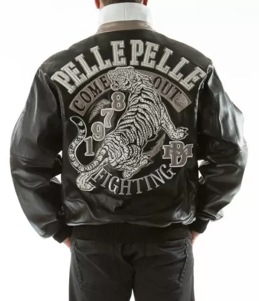 Pelle Pelle Black Come Out Fighting Tiger Jacket