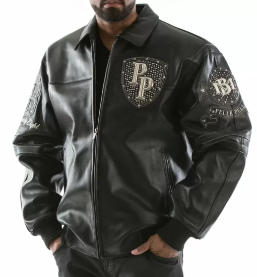Pelle Pelle Black Encrusted Studded Leather Jacket view 2
