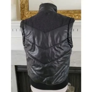 Pelle Pelle Black Faux Leather Jacket Puffer Vest