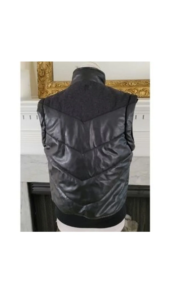 Pelle Pelle Black Faux Leather Jacket Puffer Vest
