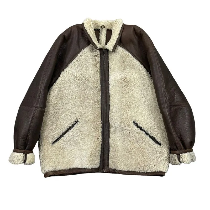 Hanan Pelle Pelle Vintage Sherpa Leather Jacket
