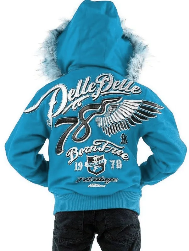 Pelle Pelle Kids 78 Born Free Turquoise Wool Jacket