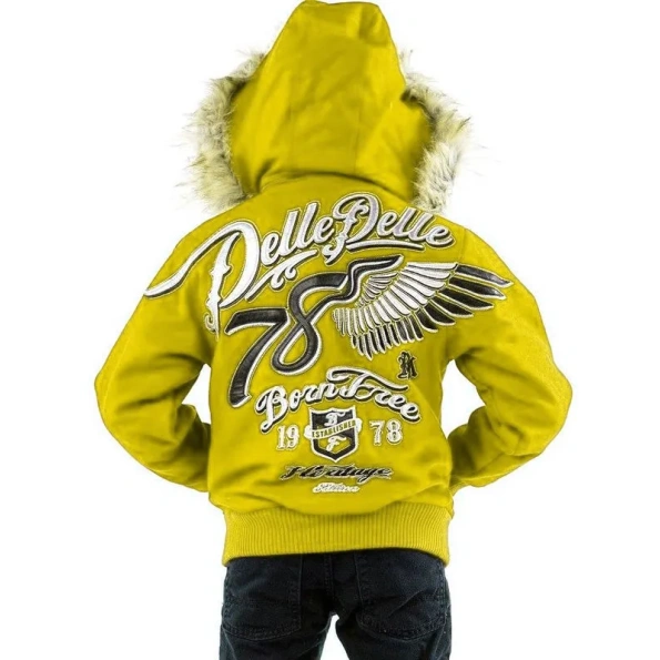 Pelle Pelle Kids 78 Born Free Yellow Wool Jacket