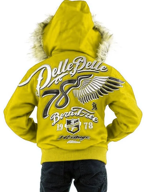 Pelle Pelle Kids 78 Born Free Yellow Wool Jacket