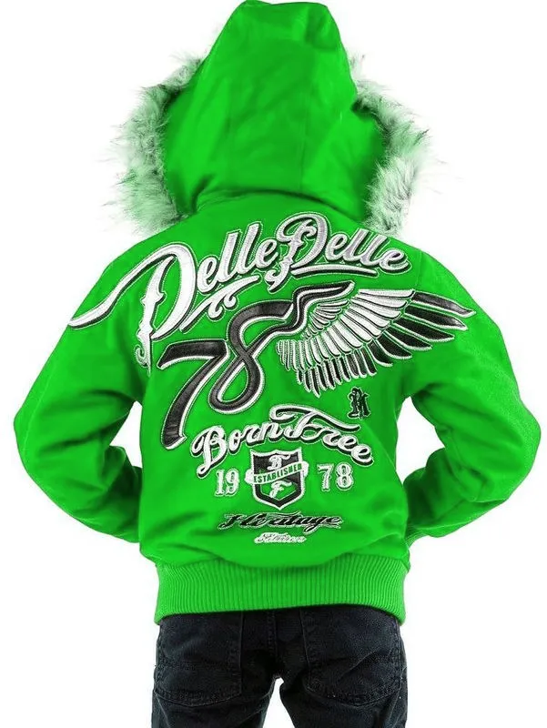Pelle Pelle Kids 78 Born Free | Green Wool Jacket