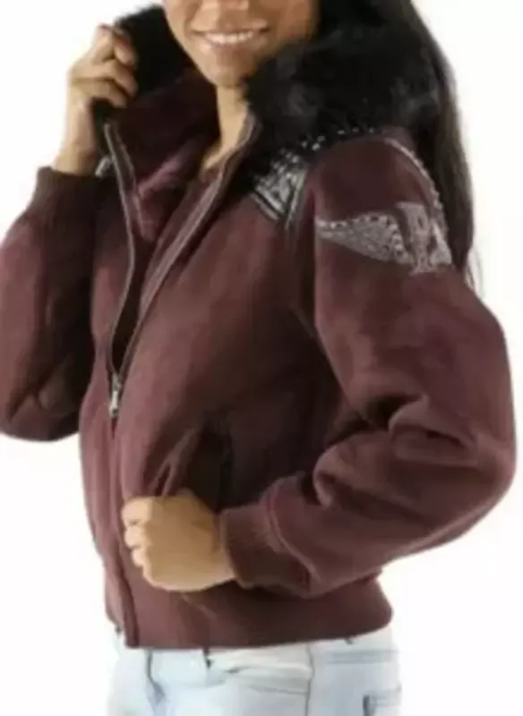 Awesome Maroon Shearling Hoodie Jacket Pelle Pelle Store