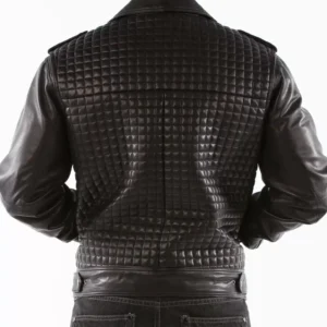Pelle Pelle Black Biker Leather Jacket Houndstooth