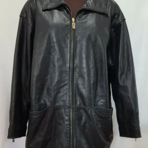 Pelle Pelle Black Leather Coat | Full Zip view 2