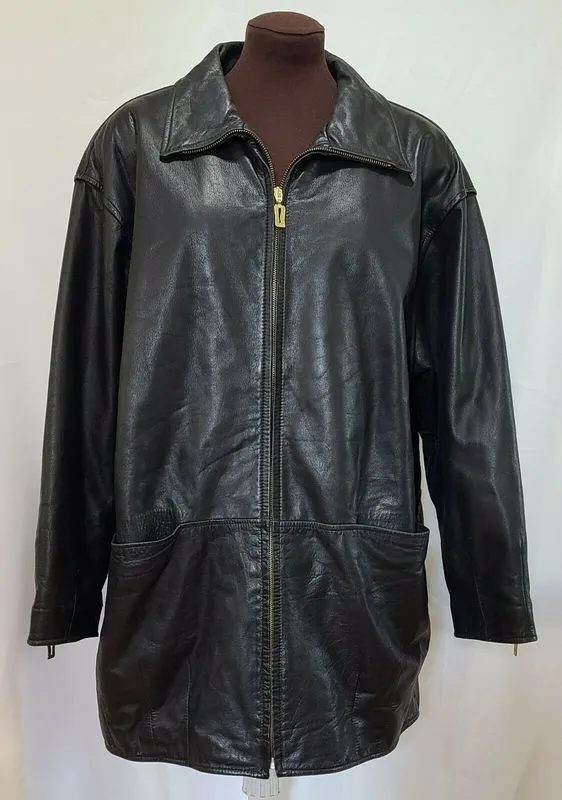 Pelle Pelle Black Leather Coat | Full Zip view 2