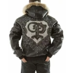 Pelle-Pelle-Black-PP-Crest-Fur-Hood-Leather-Jacket,pelle-pelle-jacket,pelle-pelle-store,pelle-pelle-leather-jacket