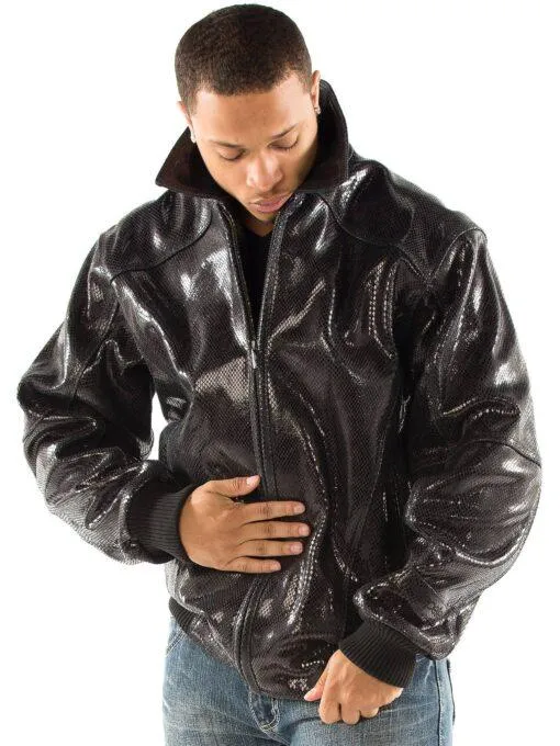 Pelle Pelle Black Python Jacket | Pelle Pelle Store view 2