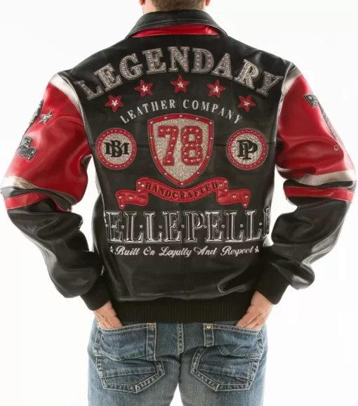 Pelle Pelle Black Red Encrusted Studded Leather Jacket