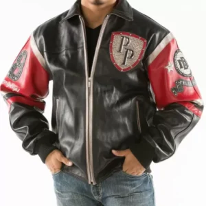 Pelle Pelle Black Red Encrusted Studded Leather Jacket view 2