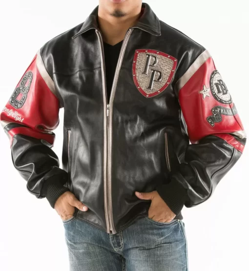 Pelle Pelle Black Red Encrusted Studded Leather Jacket view 2