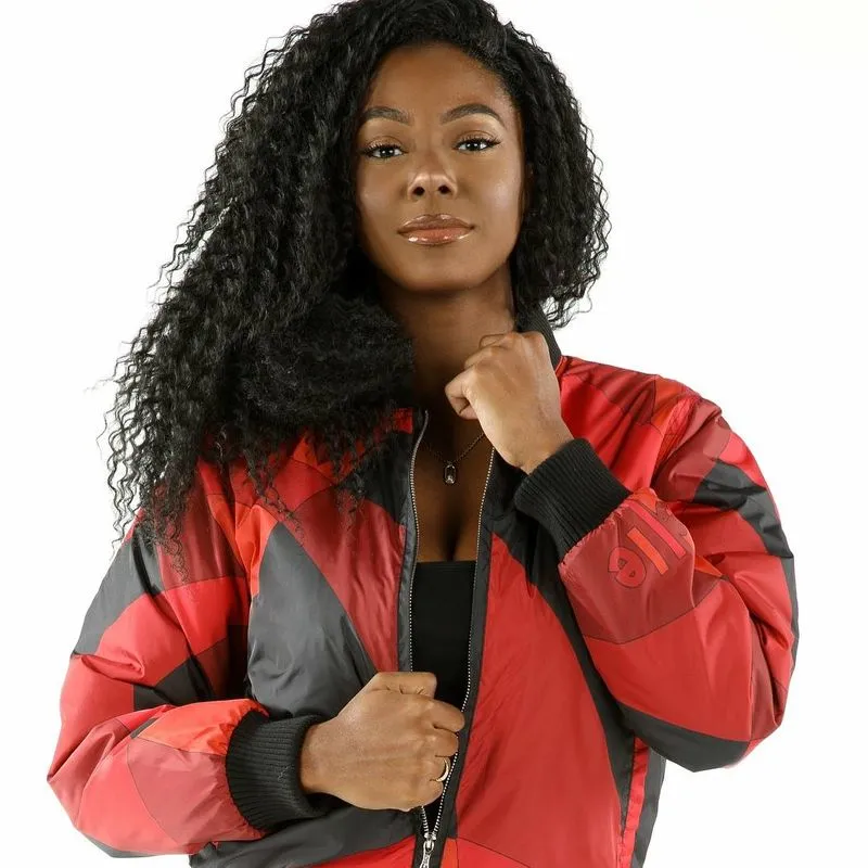 Bold Pelle Pelle Red Bomber Jacket | Abstract Pattern