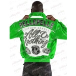 Pelle Pelle All or Nothing Green Jacket, pelle pelle,pellepelle leather jacket,varsity jacket,pelle pelle wool jacket, pellepelle varsity jacket, pelle pelle soda club jacket, PELLE PELLE