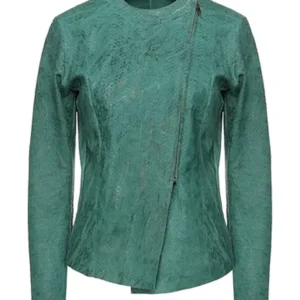 Amazing Ovine Green Biker Leather Jacket Pelle Pelle Store