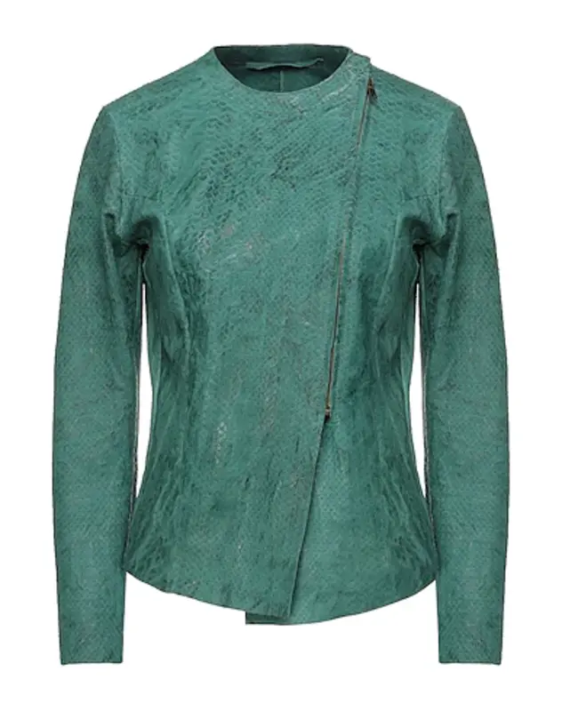 Amazing Ovine Green Biker Leather Jacket Pelle Pelle Store