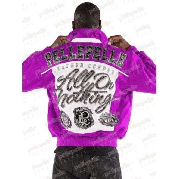 Pelle Pelle All or Nothing Pink Jacket, pelle pelle,pellepelle leather jacket,varsity jacket,pelle pelle wool jacket, pellepelle varsity jacket, pelle pelle soda club jacket, PELLE JACKET