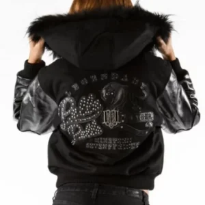 Black Fur Wool Hooded Jacket Pelle Pelle Store