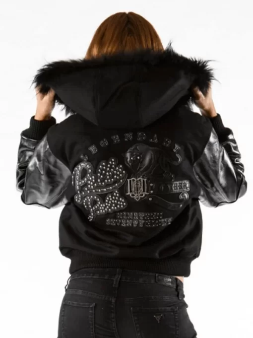 Black Fur Wool Hooded Jacket Pelle Pelle Store