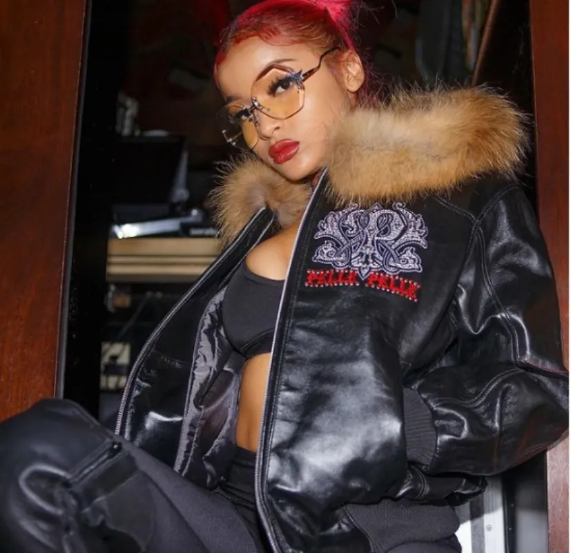 Stunning Black Fur Hooded Leather Jacket Pelle Pelle Store