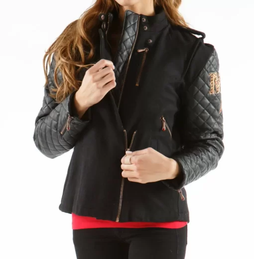MC Black Studded Varsity Jacket Pelle Pelle Store