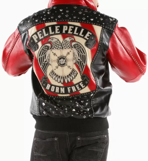 Black Red Born Free Studded Eagle Jacket Pelle Pelle Store
