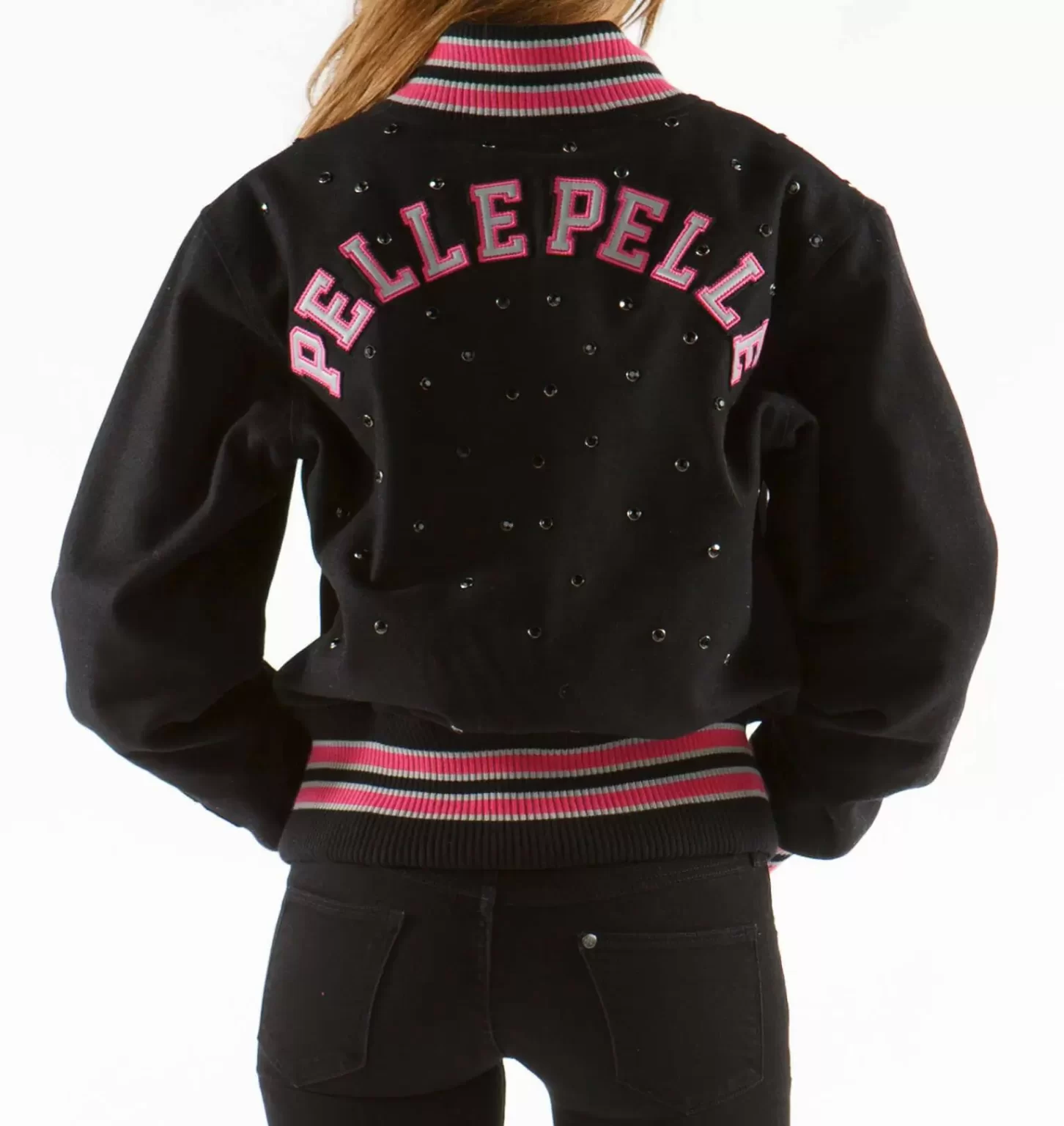 1978 Studded Wool Black Varsity Jacket | Pelle Pelle Store