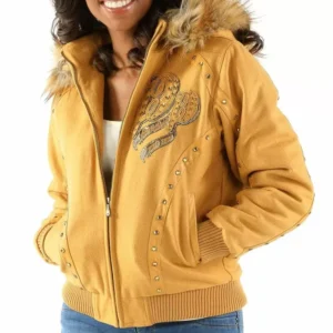 Raised Yellow Hooded Jacket Pelle Pelle Store view 2